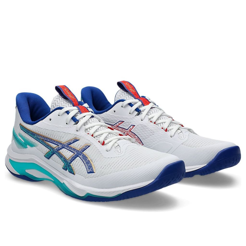 ASICS Netburner Ballistic FF 4 White Asics Blue 5 ASICS Netburner Ballistic FF 4 White Asics Blue