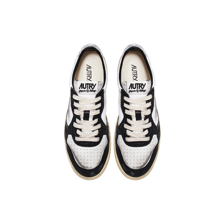 Autry Medalist Leather Low Distressed White Black Silver 5 Autry Medalist Leather Low Distressed White Black Silver