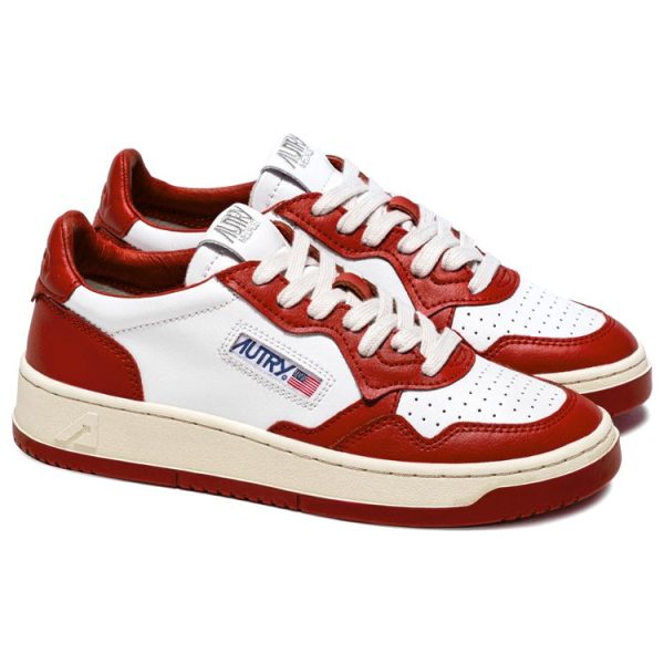 Autry Medalist Leather Low Red White