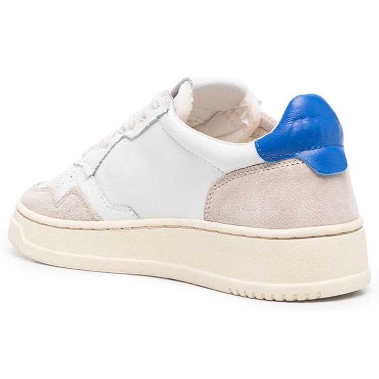 Autry Medalist Leather Low White Beige Blue (Womens) 6 Autry Medalist Leather Low White Beige Blue (Womens)