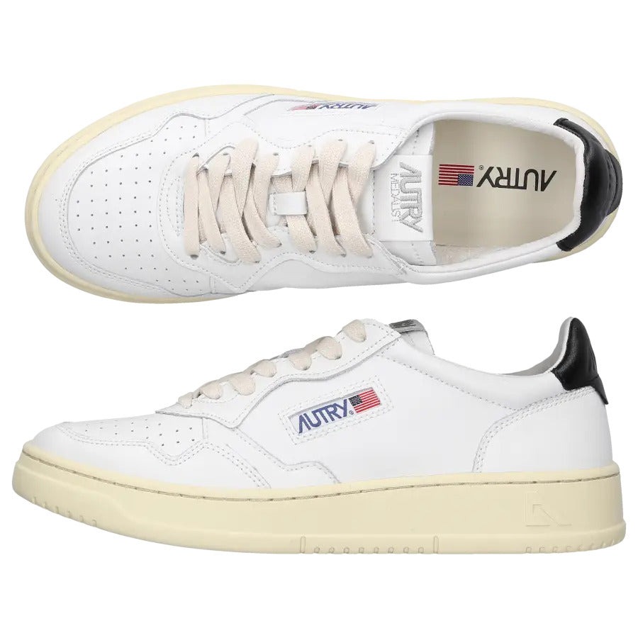 Autry Medalist Leather Low White Black 4 Autry Medalist Leather Low White Black