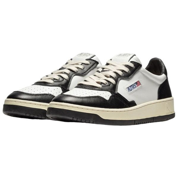 Autry Medalist Leather Low White Black (Womens)