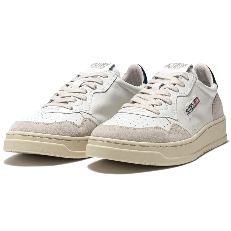 Autry Medalist Leather Low White Blue Beige 4 Autry Medalist Leather Low White Blue Beige