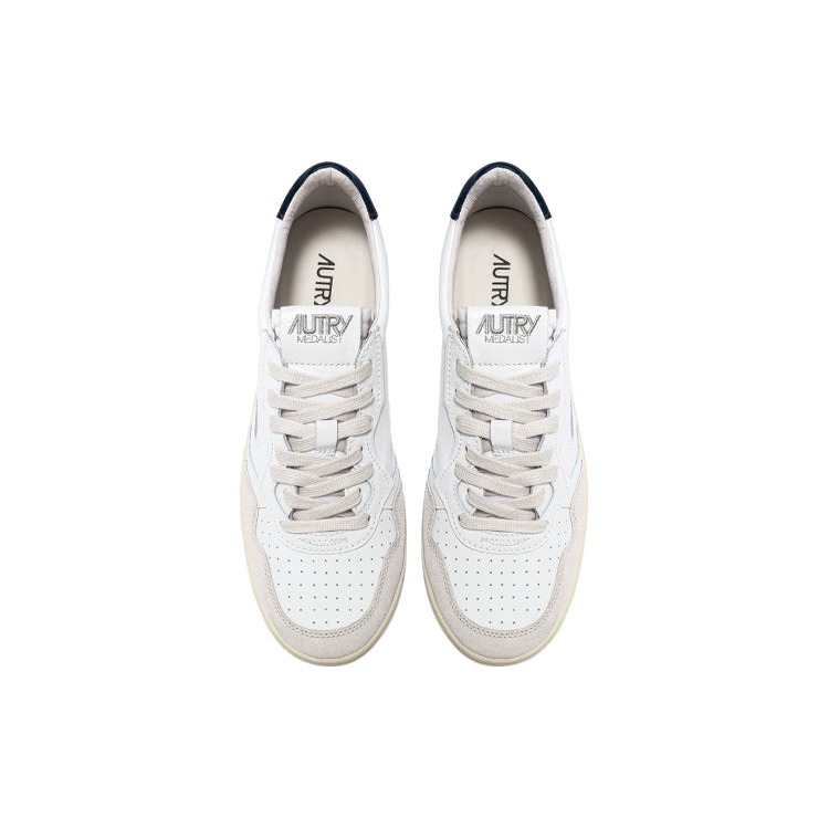 Autry Medalist Leather Low White Blue Beige 5 Autry Medalist Leather Low White Blue Beige