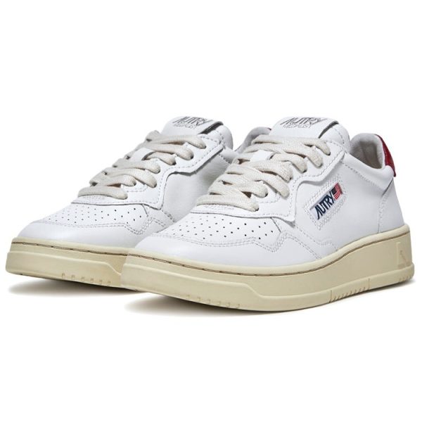 Autry Medalist Leather Low White Bordeaux (Womens)