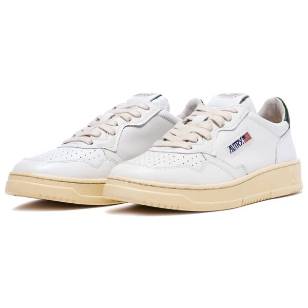 Autry Medalist Leather Low White Dark Green