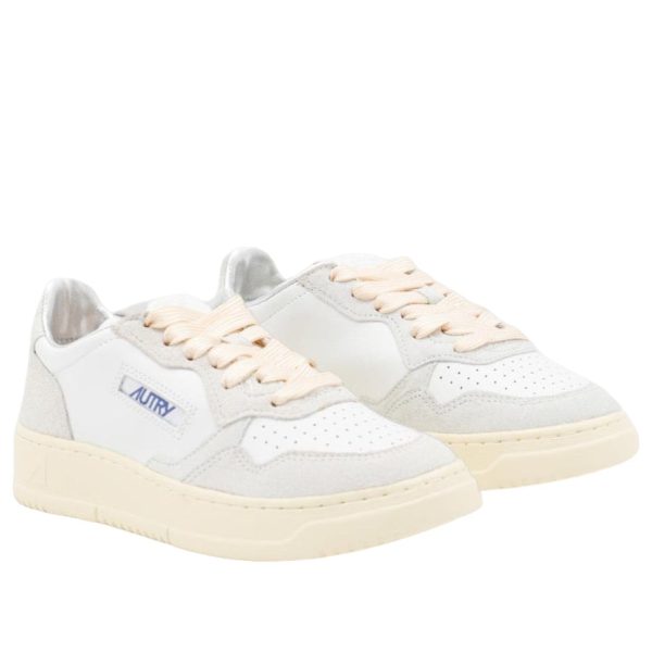 Autry Medalist Leather Low White Glitter (Womens)