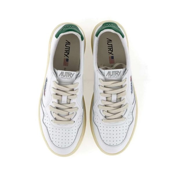 Autry Medalist Leather Low White Green