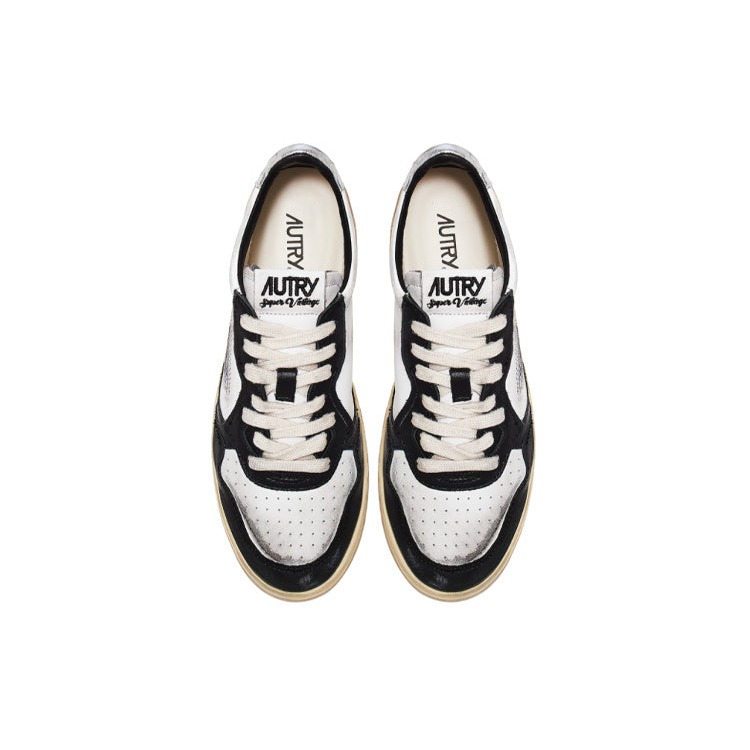 Autry Medalist Super Vintage Leather Low White Black Silver (Womens) 5 Autry Medalist Super Vintage Leather Low White Black Silver (Womens)