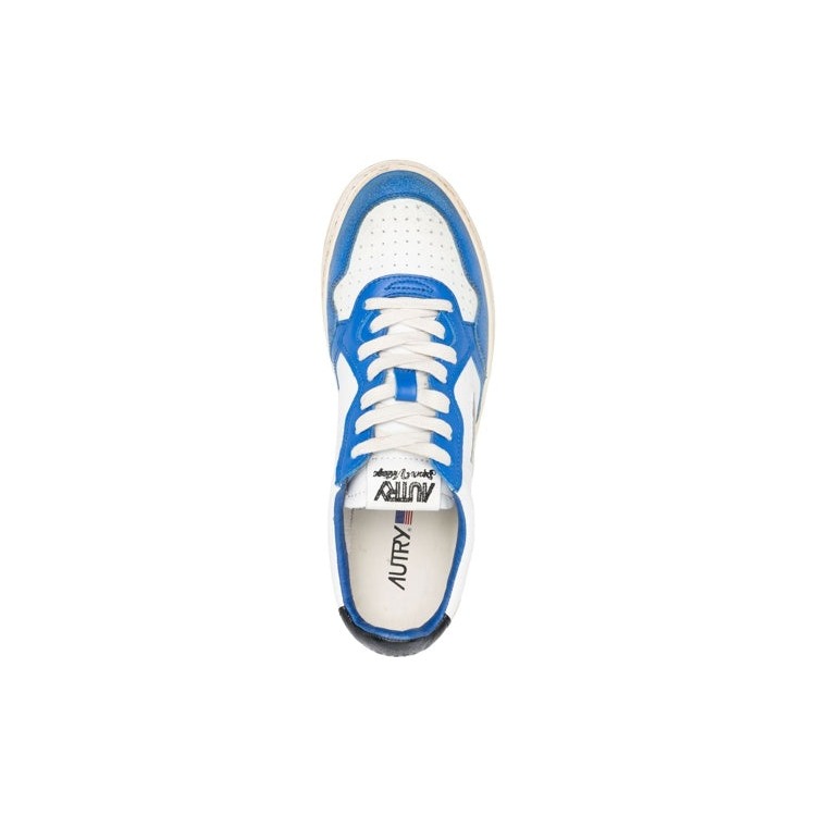 Autry Medalist Super Vintage Leather Low White Blue Black (Womens) 6 Autry Medalist Super Vintage Leather Low White Blue Black (Womens)