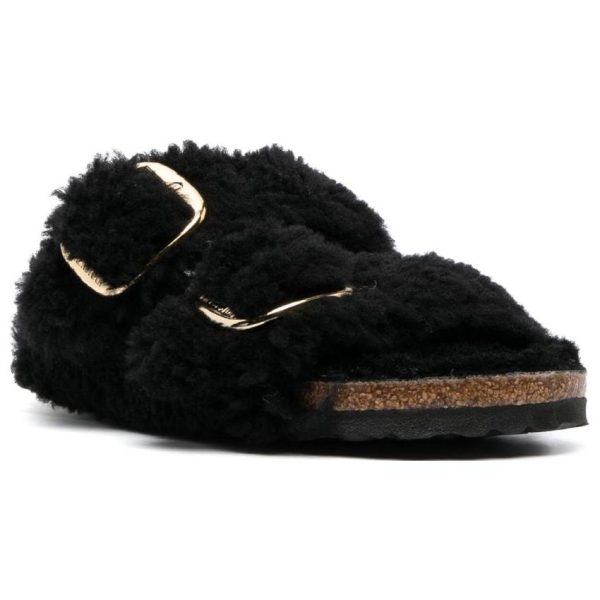 Birkenstock Arizona Big Buckle Shearling Black Gold (Womens)