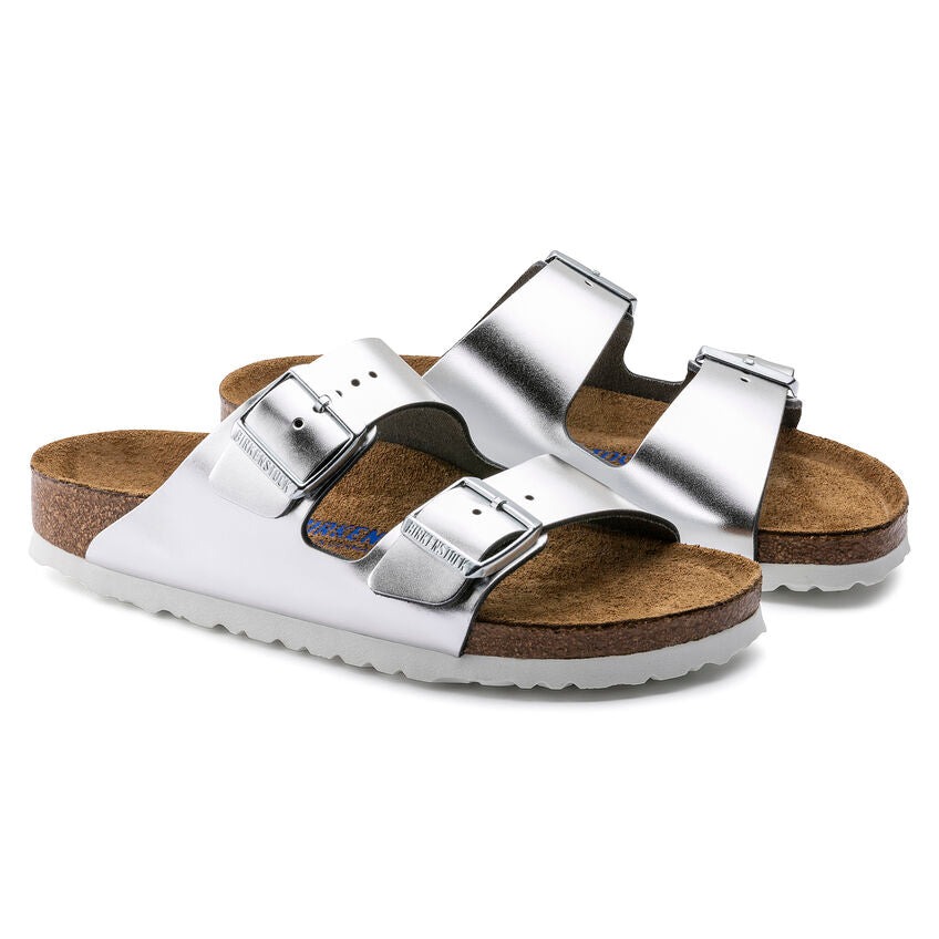 Birkenstock Arizona Softbed Metallic Silver (Womens) 4 Birkenstock Arizona Softbed Metallic Silver (Womens)