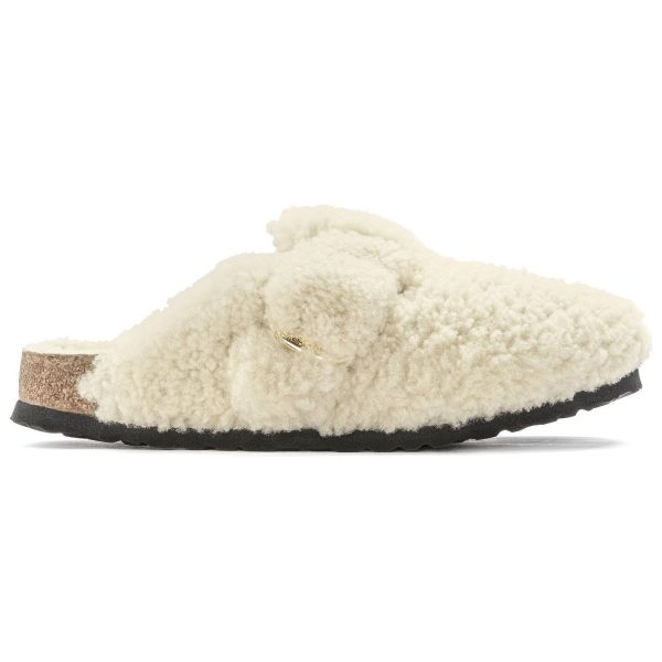 Birkenstock Boston Big Buckle Shearling Egg Shell