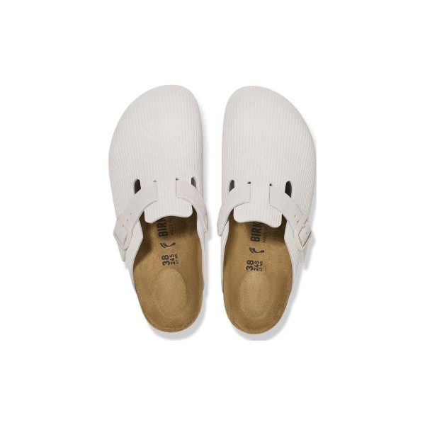Birkenstock Boston Embossed Corduroy Suede Antique White