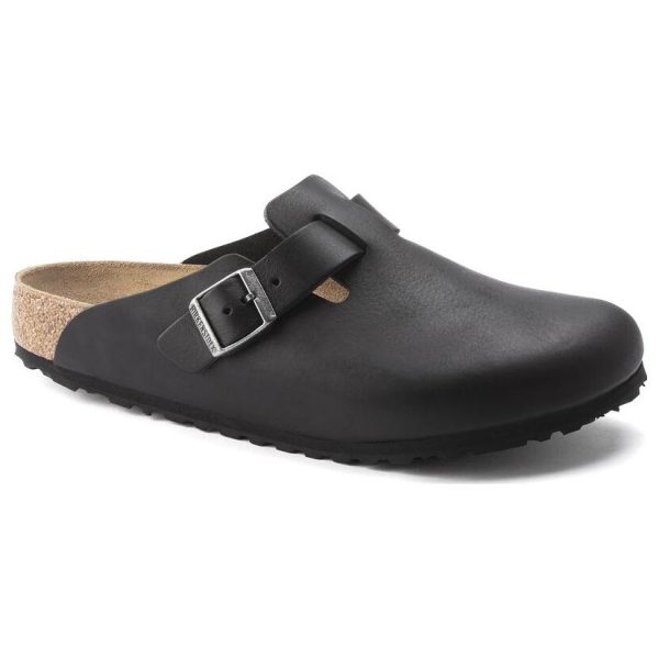Birkenstock Boston Grip Leather Vintage Wood Black