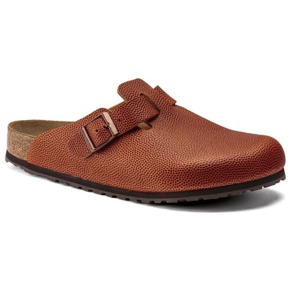 Birkenstock Boston Horween Embossed Natural Leather Ginger Brown