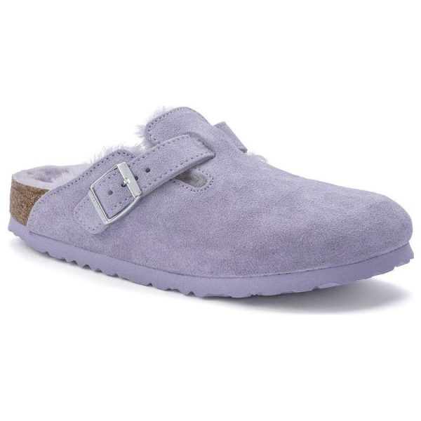 Birkenstock Boston Shearling Suede Purple Fog