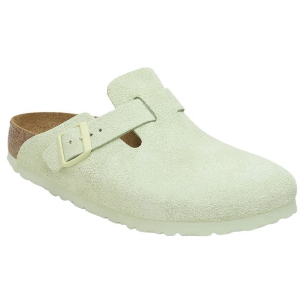Birkenstock Boston Soft Footbed Suede Faded Lime