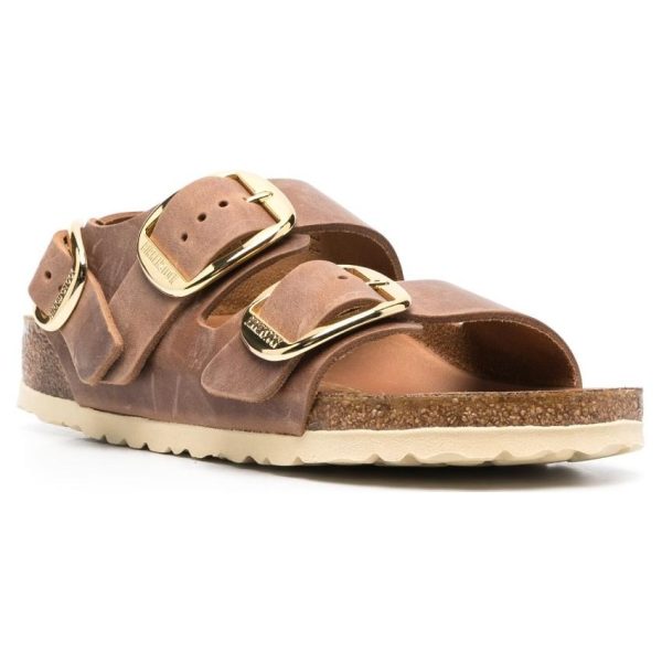 Birkenstock Milano Big Buckle Oiled Leather Cognac