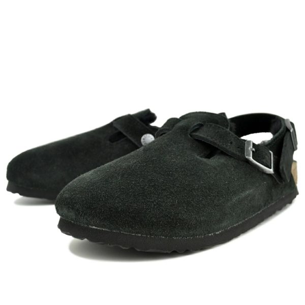 Birkenstock Tokio Shearling Suede Leather Black