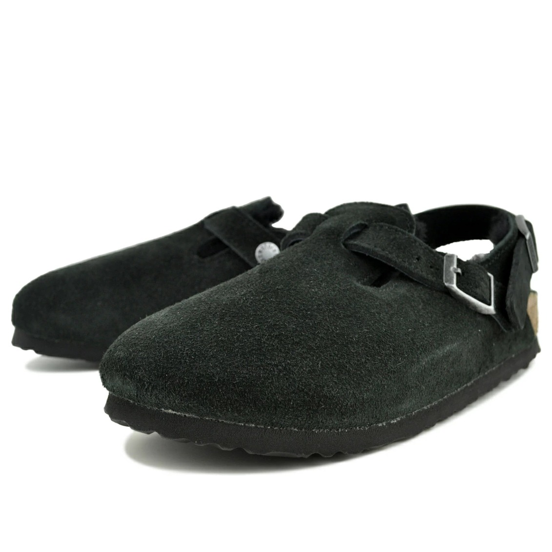 Birkenstock Tokio Shearling Suede Leather Black 4 Birkenstock Tokio Shearling Suede Leather Black