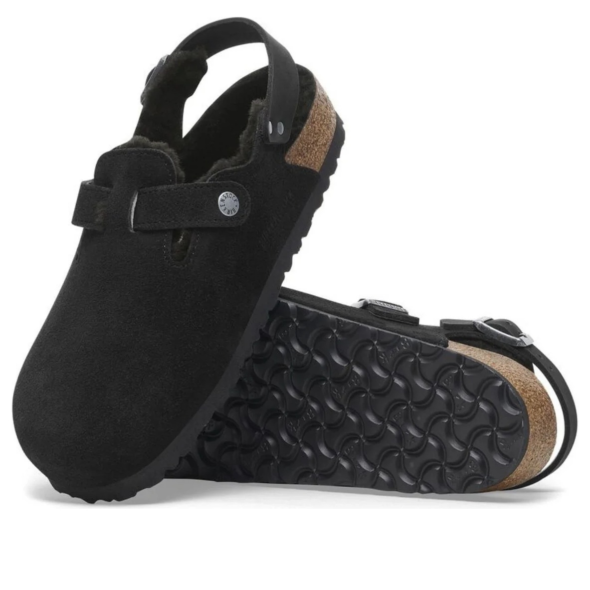 Birkenstock Tokio Shearling Suede Leather Black 5 Birkenstock Tokio Shearling Suede Leather Black