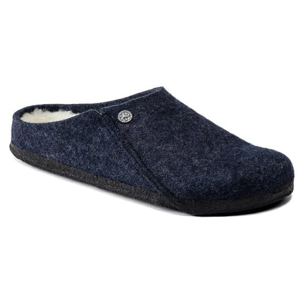 Birkenstock Zermatt Shearling Clog Wool Felt Dark Blue
