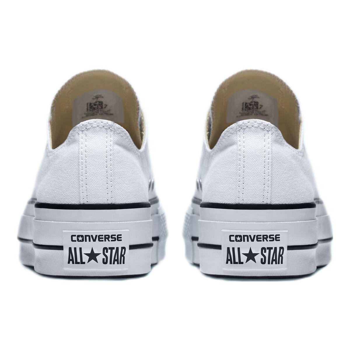 Converse Chuck Taylor All Star Lift Platform Low White Black (Womens) 7 Converse Chuck Taylor All Star Lift Platform Low White Black (Womens)