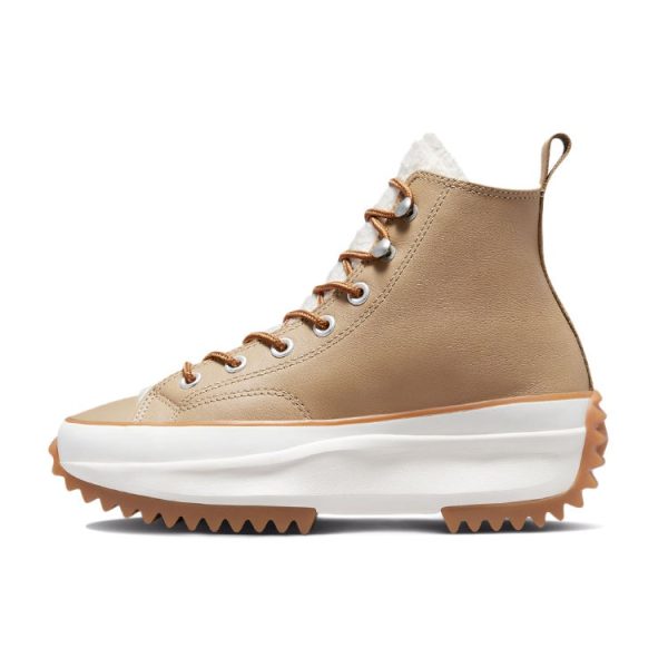 Converse Run Star Hike Hi Platform Sherpa Leather Nomad Khaki Egret Wheat (Womens)