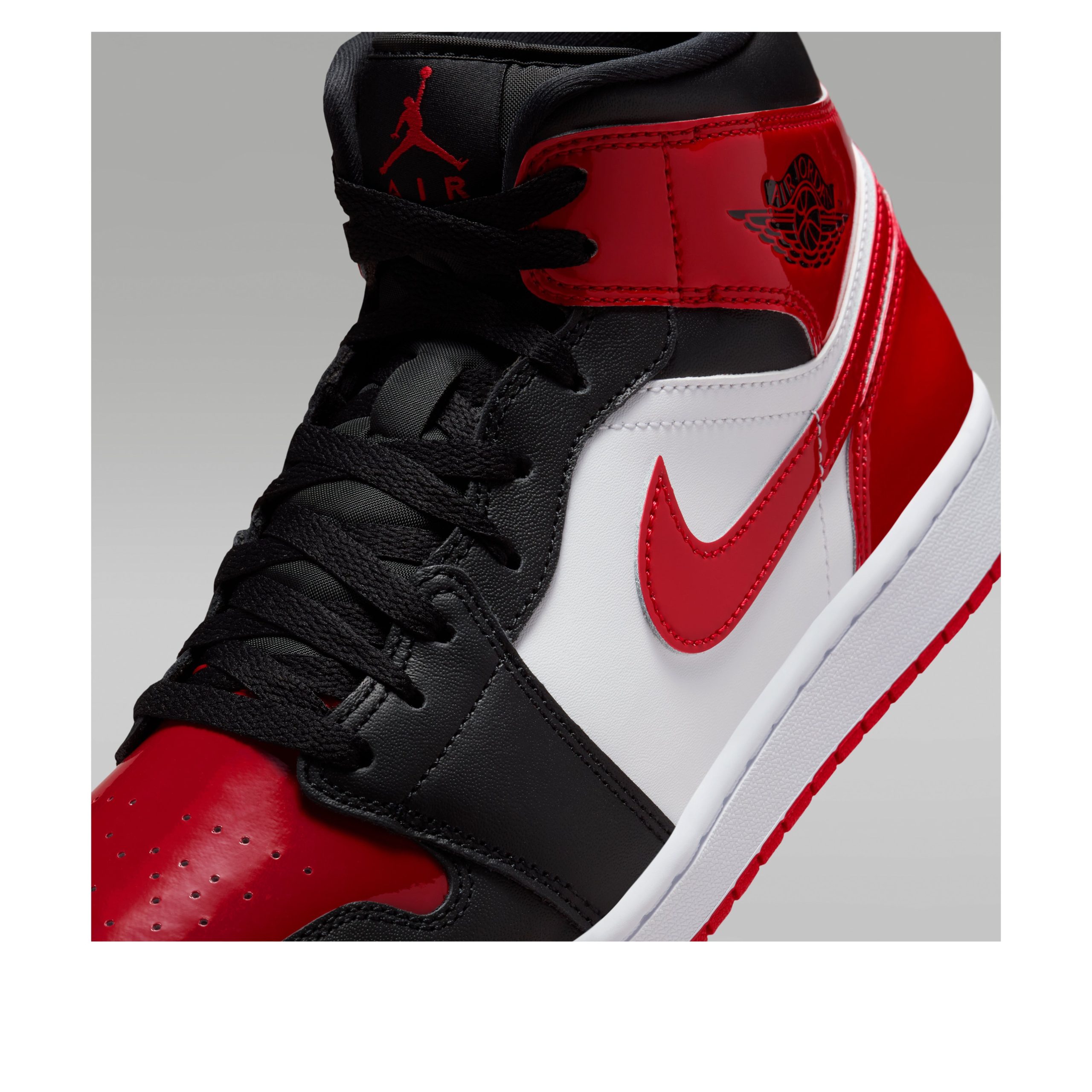 Jordan 1 Mid SE Patent Bred Toe 7 Jordan 1 Mid SE Patent Bred Toe