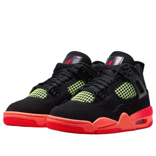 Jordan 4 Retro Black Bright Mango Barely Volt Infrared 23