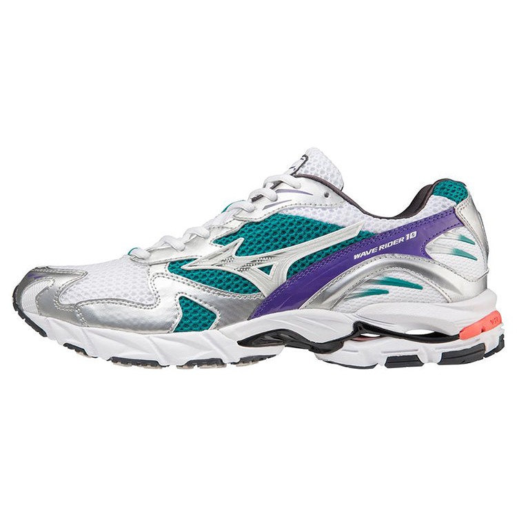 Mizuno Wave Rider 10 White Silver Teal Purple 4 Mizuno Wave Rider 10 White Silver Teal Purple