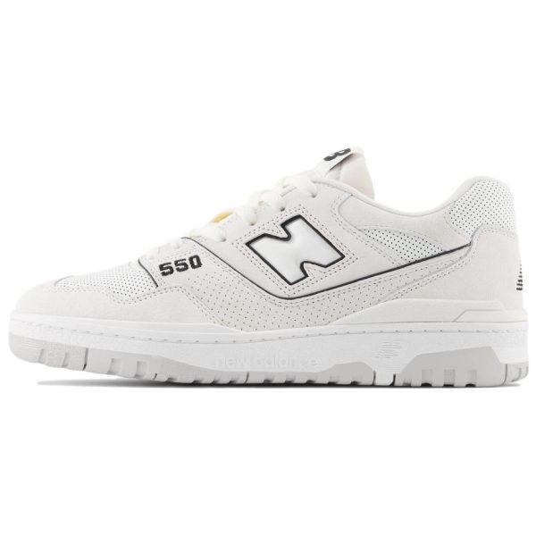 New Balance 550 White Perforated Leather Black