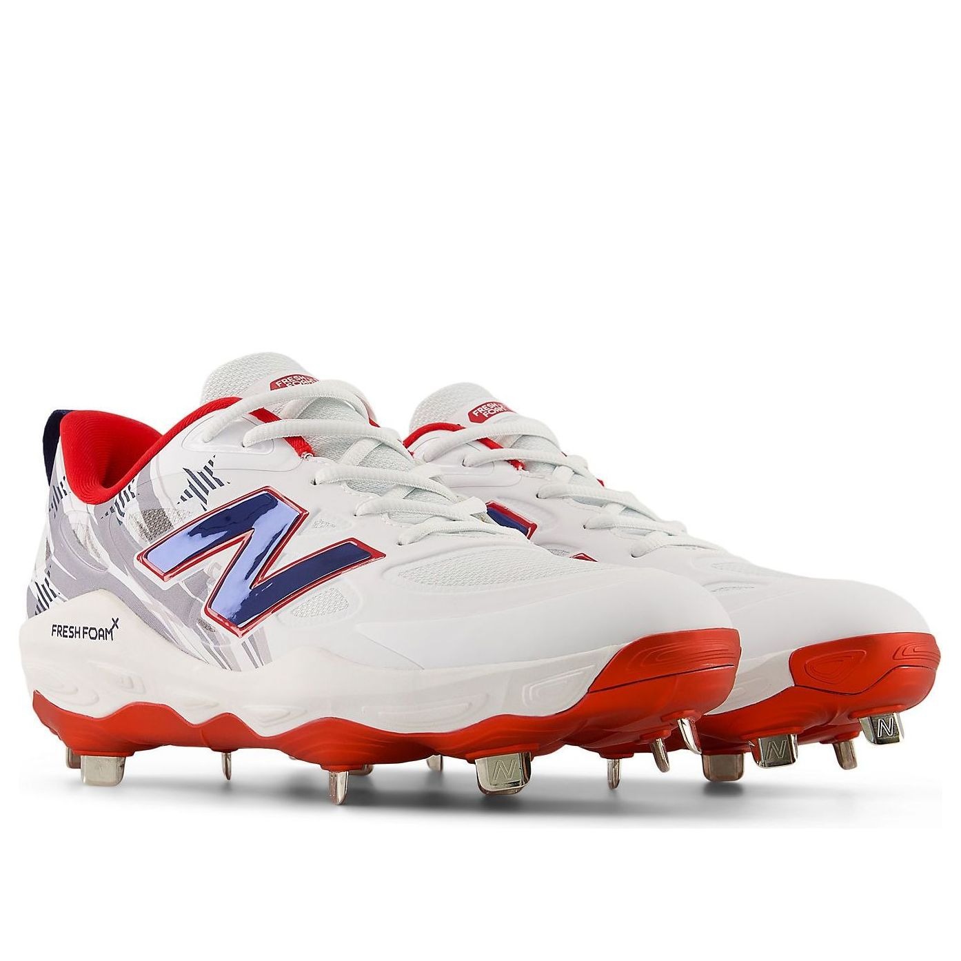 New Balance Fresh Foam X Velo v4 International Baseball Pack White Red (Womens) 6 New Balance Fresh Foam X Velo v4 International Baseball Pack White Red (Womens)