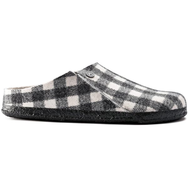 Birkenstock Zermatt Shearling Wool Felt Plaid White