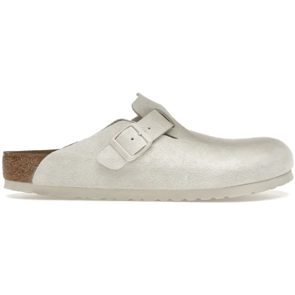 Birkenstock Boston Soft Footbed Suede Antique White