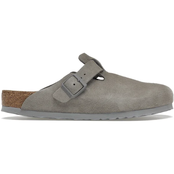 Birkenstock Boston Soft Footbed Suede Stone Coin
