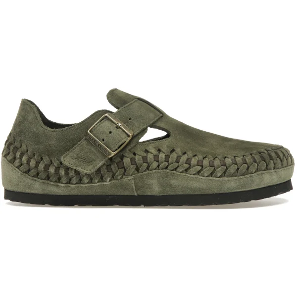 Birkenstock London Braided Shearling Kith Olive Night