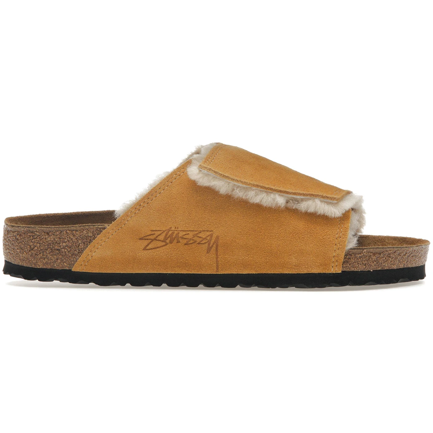 Birkenstock Solana Shearling Slide Stussy Caramel 1 2