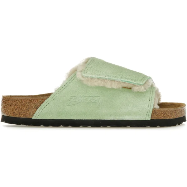 Birkenstock Solana Shearling Slide Stussy Washed Green