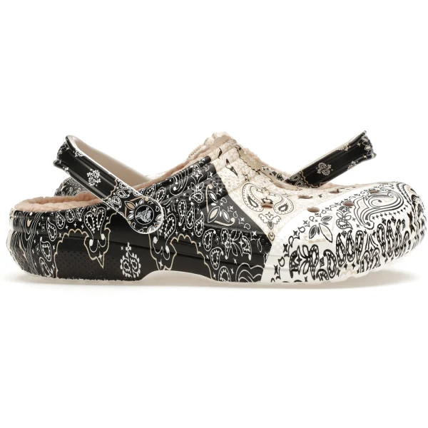 Crocs Classic Fleece Lined Clog Bandana Black White Chai