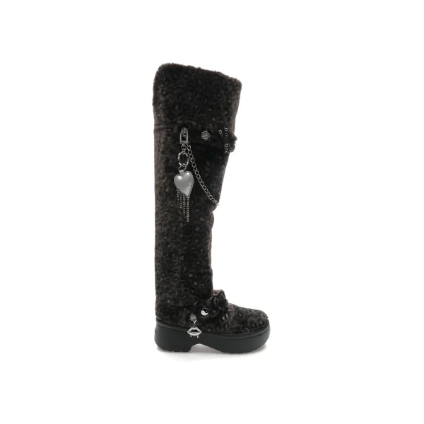 Crocs Classic Unfurgettable Knee High Boot Black Leopard (Women&rsquo;s)