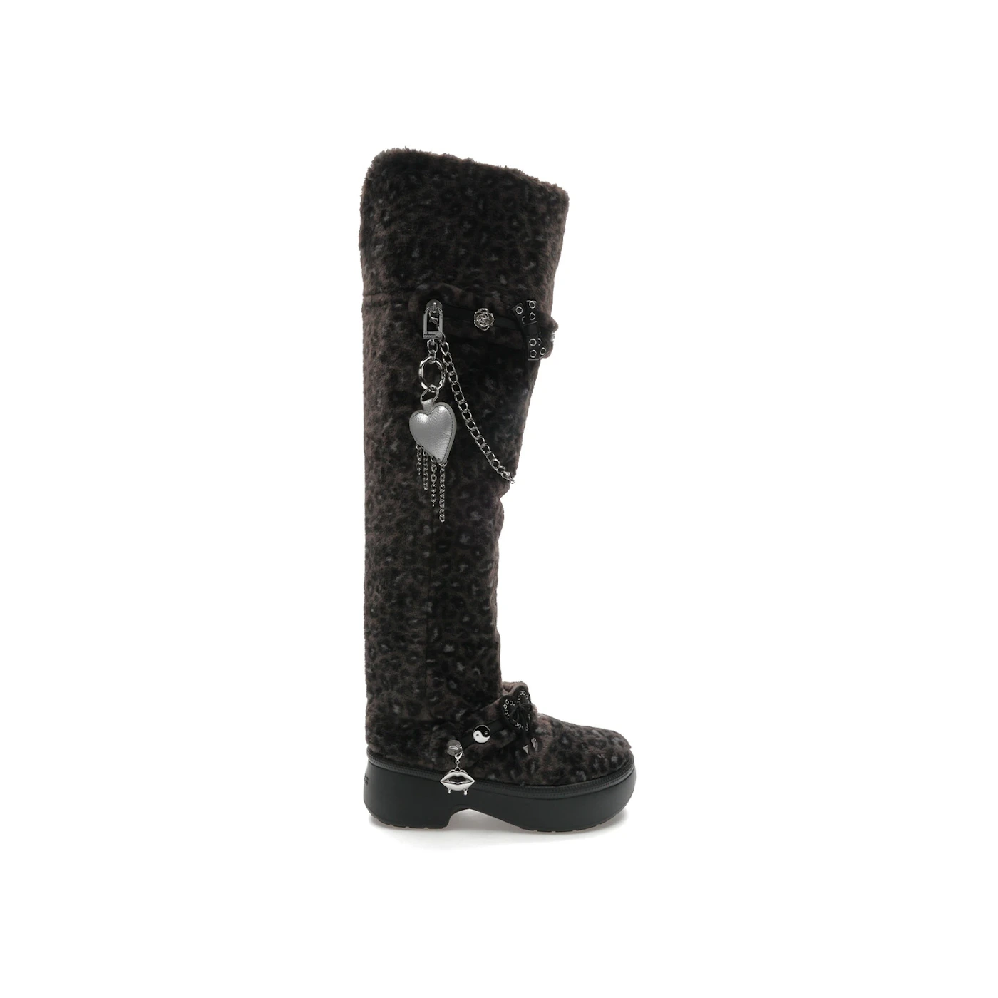 Crocs Classic Unfurgettable Knee High Boot Black Leopard (Women's)
