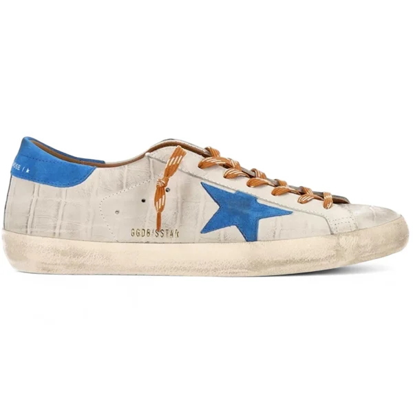 Golden Goose Super-Star Croc-Print White Blue