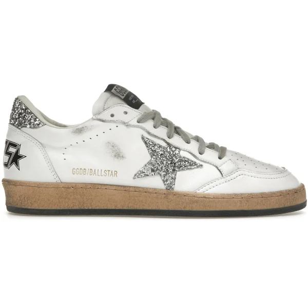Golden Goose Ball Star White Silver Glitter (Women&rsquo;s)