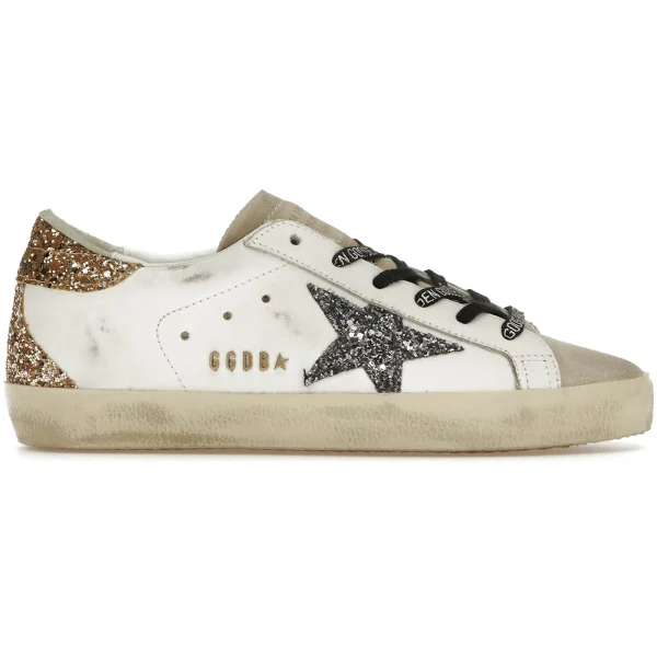 Golden Goose Super-Star White Silver Gold Glitter (Women&rsquo;s)