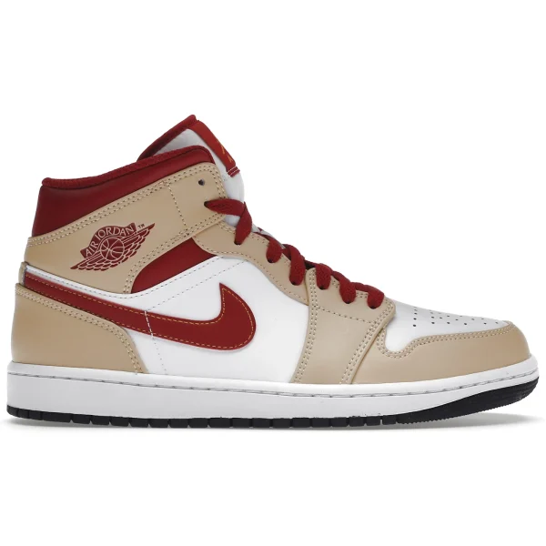 Jordan 1 Mid Light Curry Cardinal