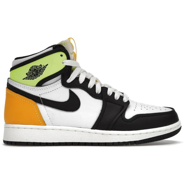 Jordan 1 Retro High White Black Volt University Gold (GS)