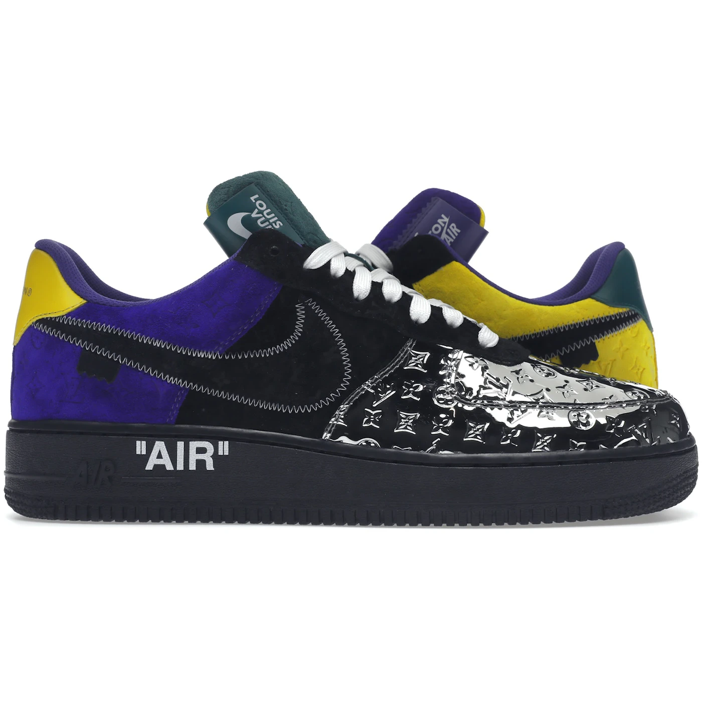 Louis Vuitton Nike Air Force 1 Low By Virgil Abloh Black Metallic Silver 2 Louis Vuitton Nike Air Force 1 Low By Virgil Abloh Black Metallic Silver 1 3