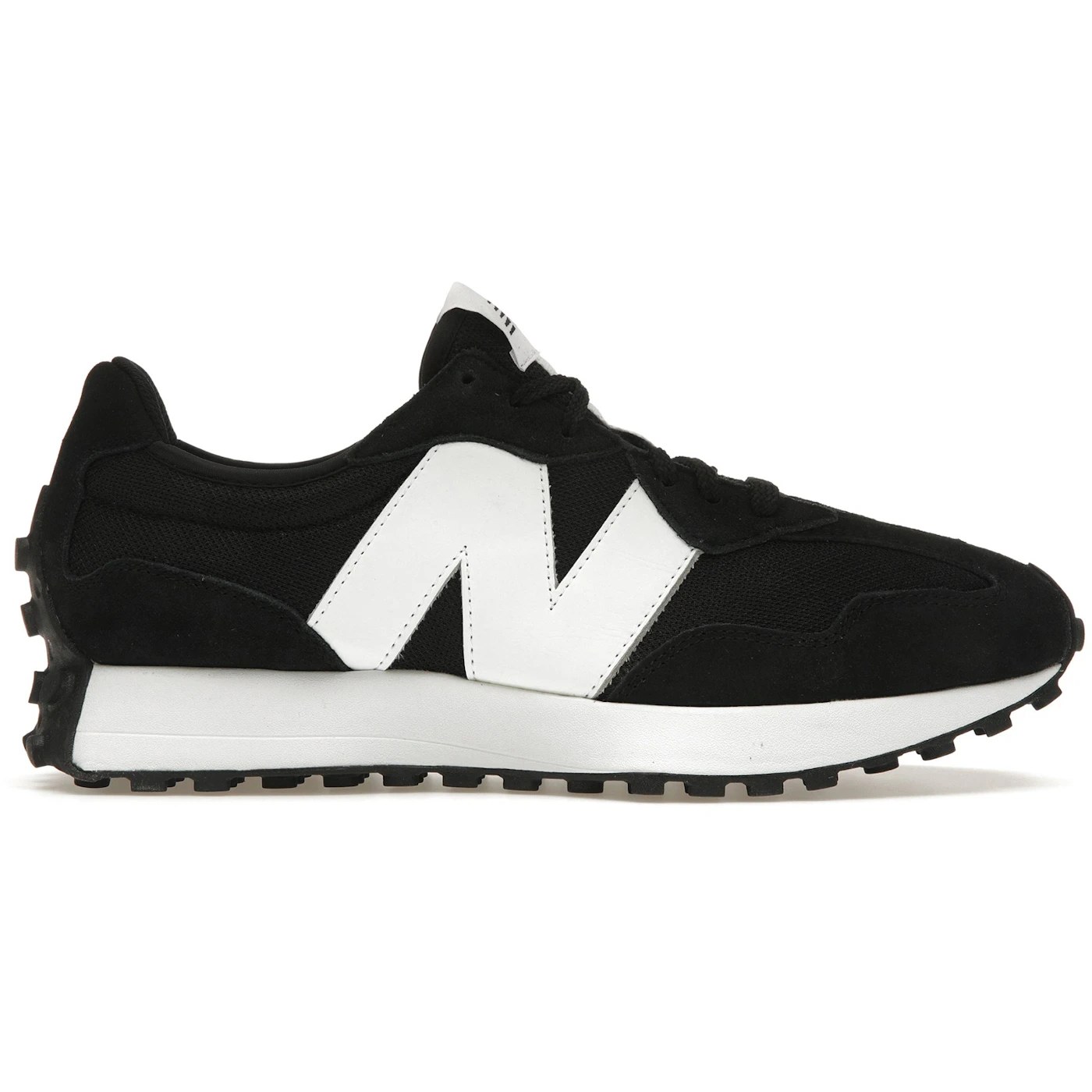New Balance 327 Black White N Logo 1 New Balance 327 Black White N Logo